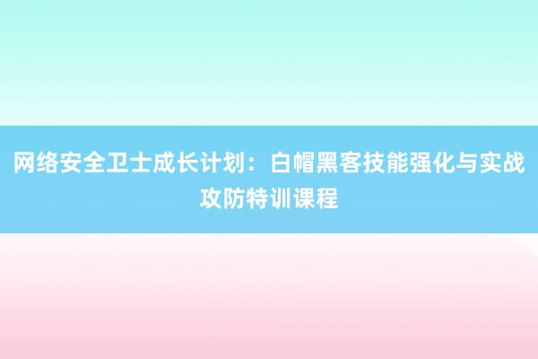网络安全卫士成长计划：白帽黑客技能强化与实战攻防特训课程